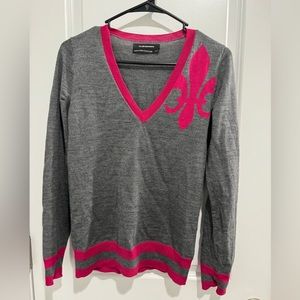 Club Monaco gray sweater with pink details. Size small. New